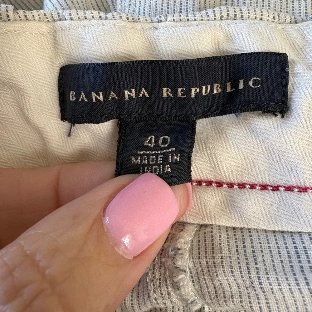 Banana Republic Mens‎ 40 Blue White Striped Linen Cotton 11